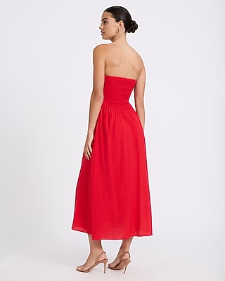 Lace Trim Strapless Fit and Flare Maxi Dress