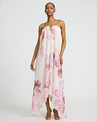 Floral Pleated Strapless Maxi Dress - image 3