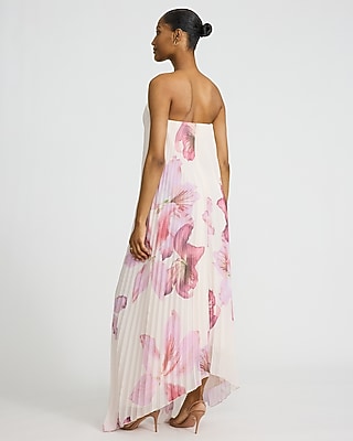 Floral Pleated Strapless Maxi Dress - image 4