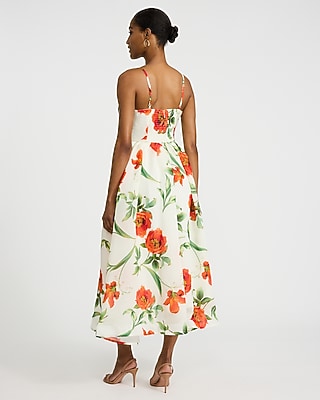 Floral V-Neck Pleated Smocked Back Midi Dress - image 4