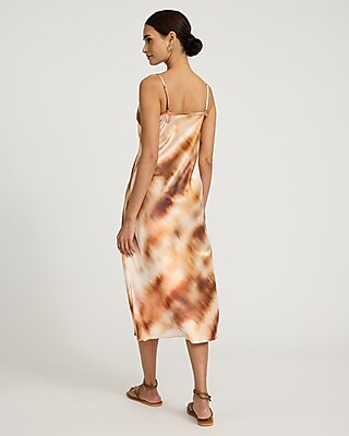 Printed Cowl Neck Midi Slip Dress - image 2