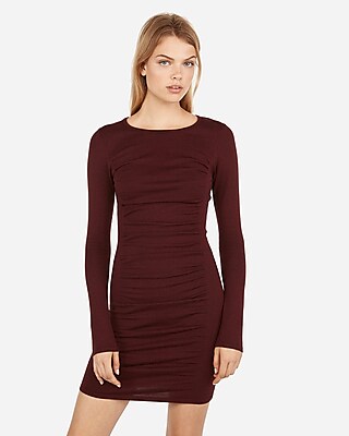 Ruched Long Sleeve Sweater Dress | Express