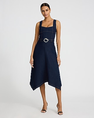 Body Contour Mock Neck Ruched Asymmetrical Midi Dress | Express