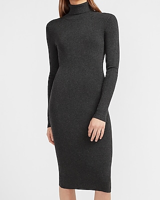 Ribbed Turtleneck Midi Sweater Dress