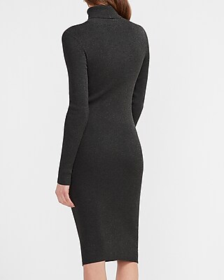 Ribbed Turtleneck Midi Sweater Dress