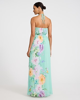 Pleated Chiffon Halter Sleeveless Maxi Dress - image 3