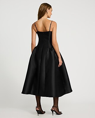 Satin Sweetheart Sleeveless Drop Waist Midi Dress
