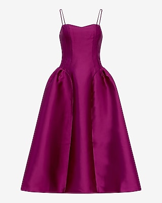 Satin Sweetheart Sleeveless Drop Waist Midi Dress