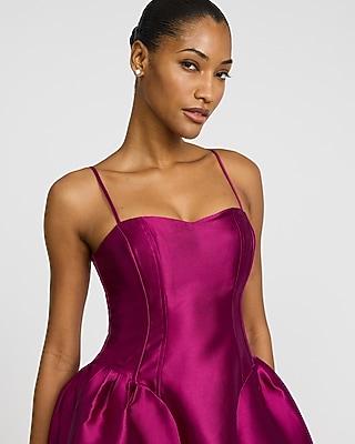Satin Sweetheart Sleeveless Drop Waist Midi Dress