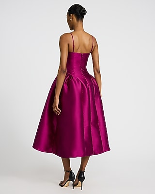 Satin Sweetheart Sleeveless Drop Waist Midi Dress