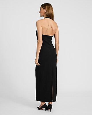 Mesh Pieced Halter Neck Sleeveless Maxi Dress - image 3