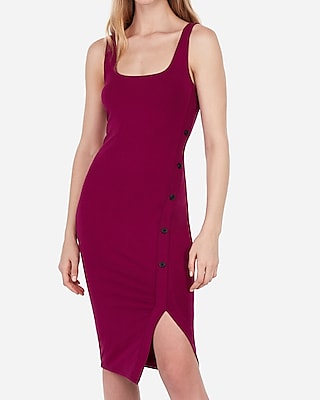 button bodycon midi dress