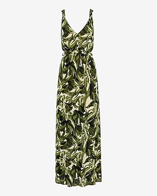 Textured Printed V-Neck Cutout Maxi Dress with Pockets - image 4