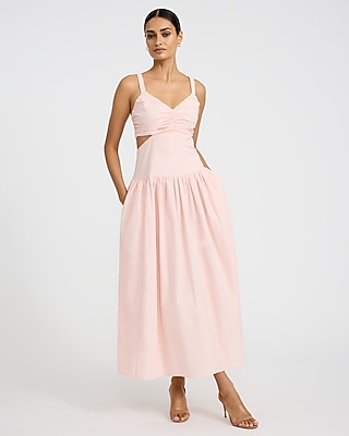 Cotton Poplin Cutout Drop Waist Smocked Back Maxi Dress with Pockets - image 2