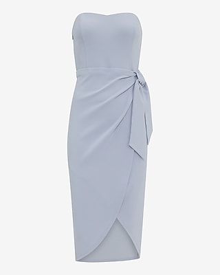 express light blue dress Vela | Light BLUE Asymmetric-Neck Midi Dress