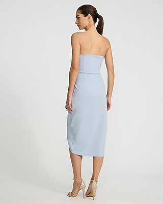 Crepe Strapless Wrap Tie Midi Sheath Dress - image 3