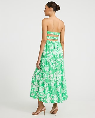 Floral Strapless Sweetheart Twist Front Tiered Maxi Dress - thumbnail 6