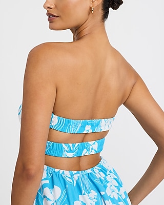 Floral Strapless Sweetheart Twist Front Tiered Maxi Dress