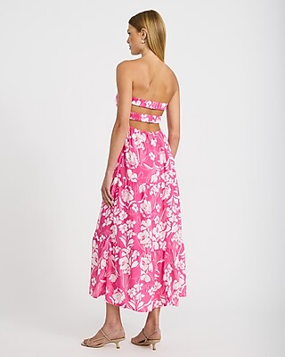 Floral Strapless Sweetheart Twist Front Tiered Maxi Dress - thumbnail 9