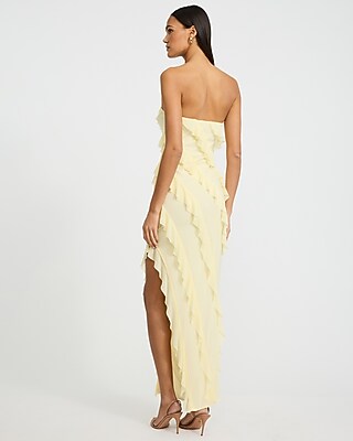 Ruffle Strapless Side Slit Maxi Sheath Dress - thumbnail 9