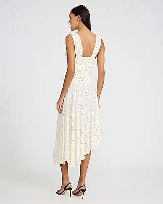 Polka Dot Asymmetrical Ruched Midi Dress - image 2