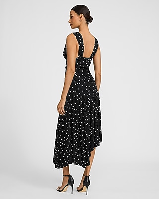 Polka Dot Asymmetrical Ruched Midi Dress - image 5