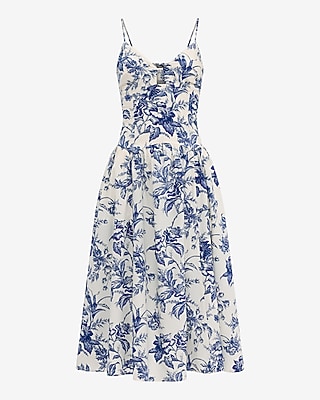 Cotton Poplin Drop Waist Smocked Back Midi Dress with Pockets