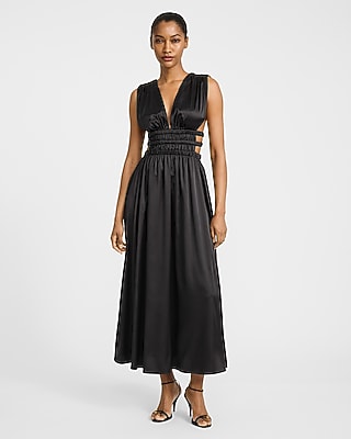 open lace back dress Amora Delicate A-Line Pleated Satin Mini Party Dresses, Navy Blue main image 1
