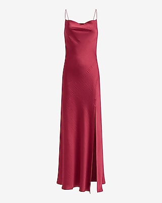 Satin Cowl Neck Sleeveless Maxi Slip Dress - thumbnail 9