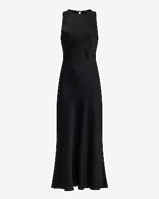 Satin High Neck Sleeveless Maxi Slip Dress