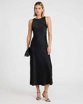 Satin High Neck Sleeveless Maxi Slip Dress