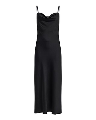 Satin Cowl Neck Lace Maxi Slip Dress
