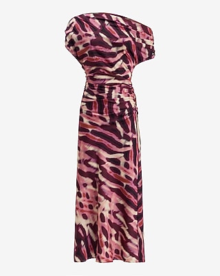 printed asymmetrical dress One Shoulder Ruched Midi Desigual Color:Off-white Trousers White Bow Mini Dress catching look with some