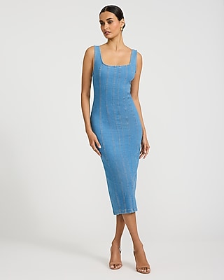 midi denim bodycon dress for women Jenny Denim Midi Dress