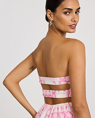 Printed Strapless Twist Front Strappy Maxi Dress - thumbnail 5