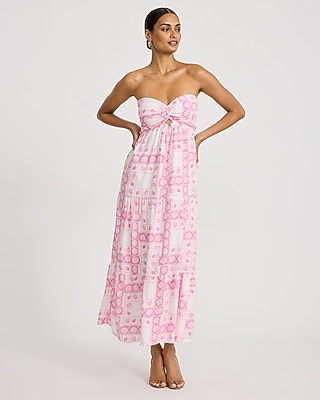 Printed Strapless Twist Front Strappy Maxi Dress - thumbnail 6