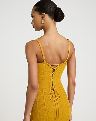 Crochet Scoop Neck Sleeveless Lace-Up Back Maxi Sheath Dress