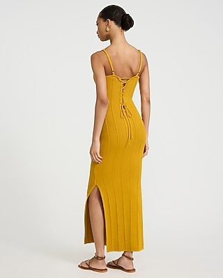 Crochet Scoop Neck Sleeveless Lace-Up Back Maxi Sheath Dress