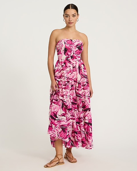 smocked strapless maxi dress Cosmos Dress, Coral Monkee's of Wilmington while the bandeau neckline adds a touch of elegance Empress Strapless Smocked Maxi Dress