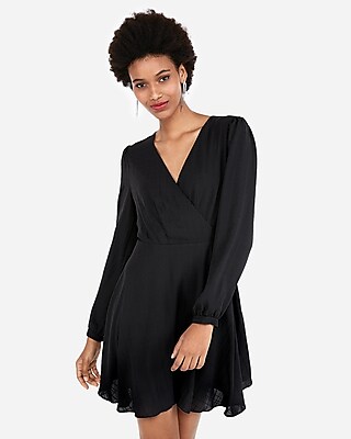 tie neck dress black