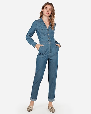 women's denim utility jumpsuit