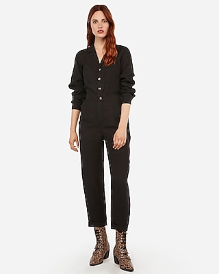 black utility jumpsuit