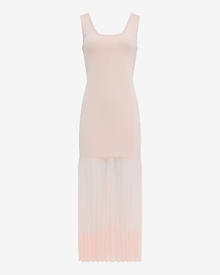 Mixed Media Scoop Neck Sleeveless Midi Sheath Dress