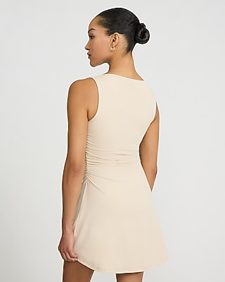 Sleeveless Ruched Knit Mini Fit and Flare Dress - image 2