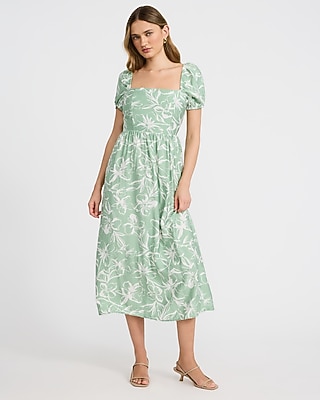 green emerald velvet dress Olivaceous Jessie Light Green Babydoll Mini Dress - Size M - Sweetheart Neckline, Puffy Sleeves, Ruffle Hem main image 1