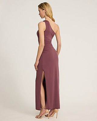 One Shoulder Hardware Ruched Maxi Sheath Dress - image 3
