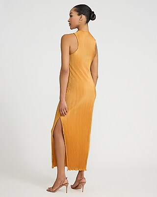 Pleated Twist Halter Sleeveless Maxi Dress