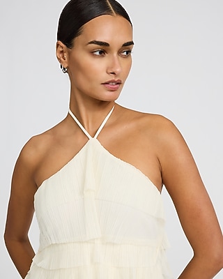 Ruffle Tie Halter Neck Sleeveless Maxi Dress - image 2