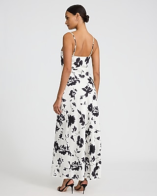 Floral Lace Trim V-Neck Sleeveless Maxi Slip Dress - image 3