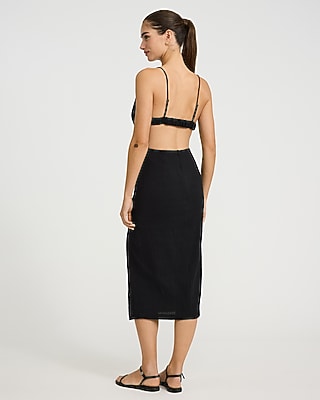 V-Neck Beaded Straps Back Cutout Midi Dress - image 3